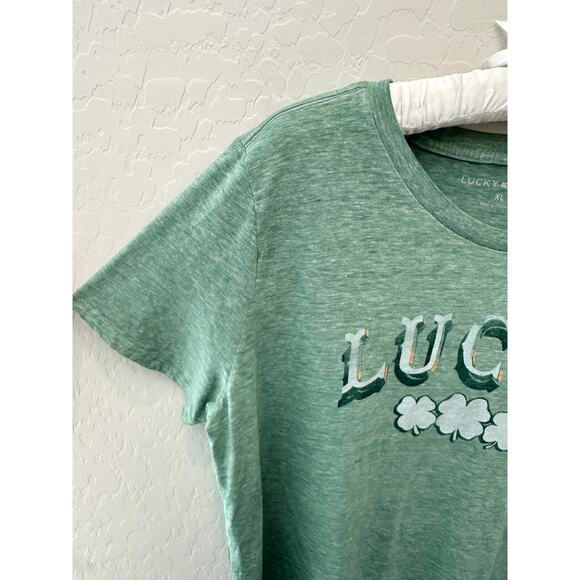 🆕 LUCKY BRAND | Green Logo Clover Shamrock Graphic Soft Short Sleeve Tee | XL - Picture 3 of 7